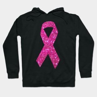 Pink Faux Glitter Awareness Ribbon Hoodie